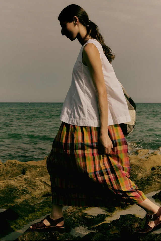 Penny Pleated Check Multicolor Skirt
