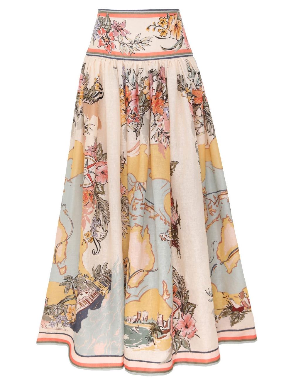 Pamela High Waisted Maxi Printed Skirt
