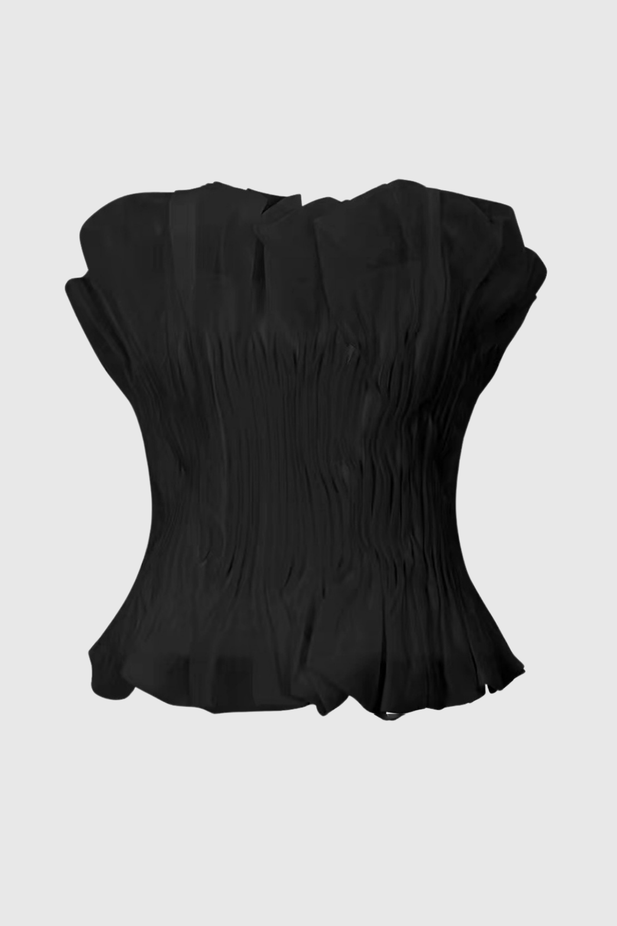Akili Strapless Ruch Ruffle Top In Black