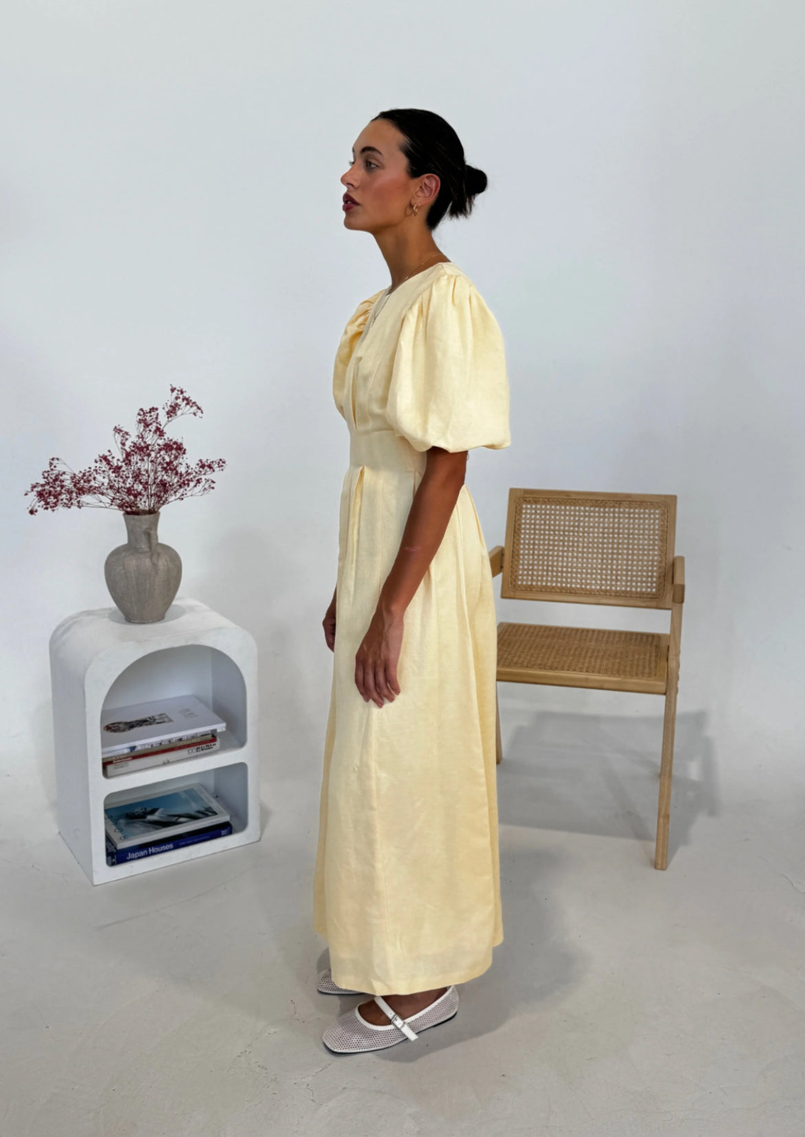 Ellen Puff Sleeves Yellow Maxi Dress