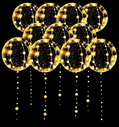 LED Balloons 10 Pack, Light up Balloons 20 Inches Clear Helium Bobo Balloons, Glow Bubble Balloons with String Lights for Valentines Day Halloween Christmas Wedding Birthday Party Decoration