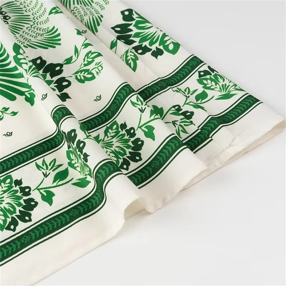 Dalia Long Lantern Sleeve Green Print Dress