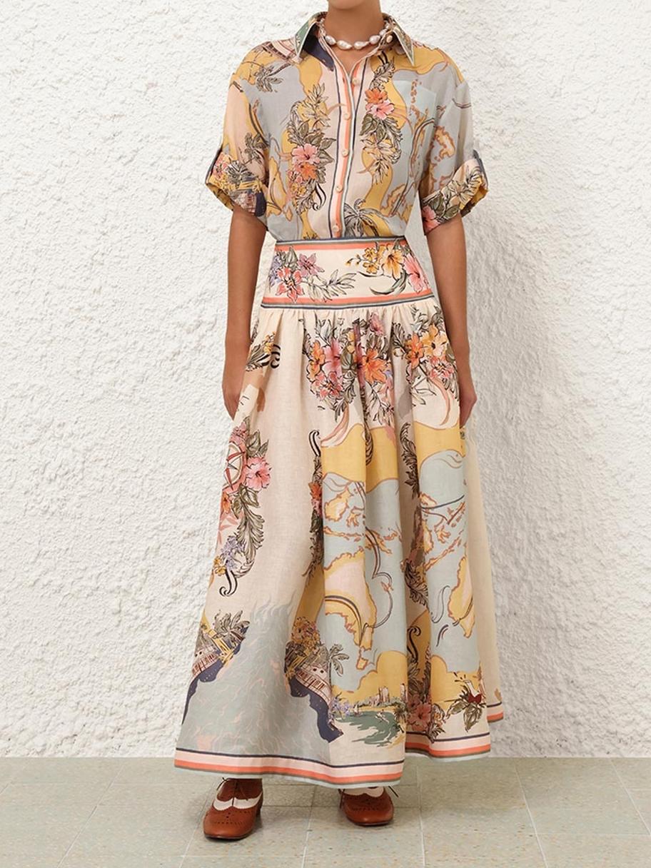 Pamela High Waisted Maxi Printed Skirt