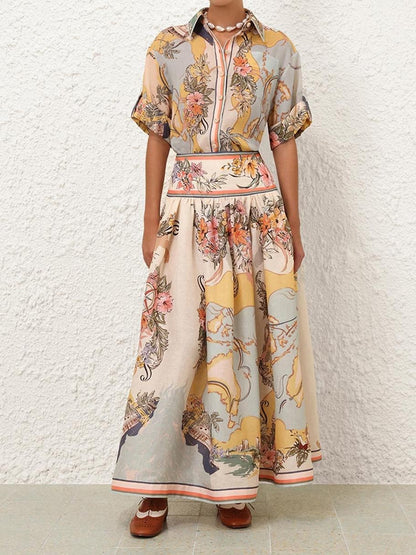 Pamela High Waisted Maxi Printed Skirt