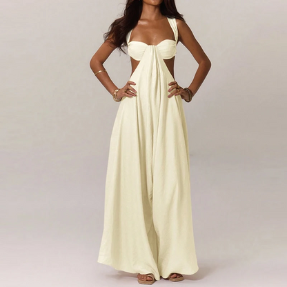 Salma Sleeveless Hollow Waist Cutout Wide Leg Jumpsuit