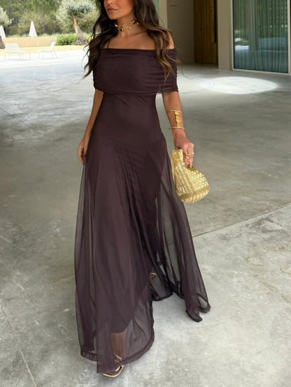 Tianna Off Shoulders Mesh Maxi Dress