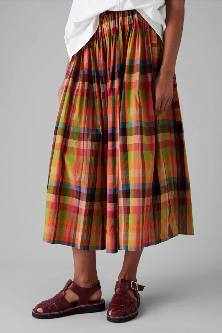 Penny Pleated Check Multicolor Skirt