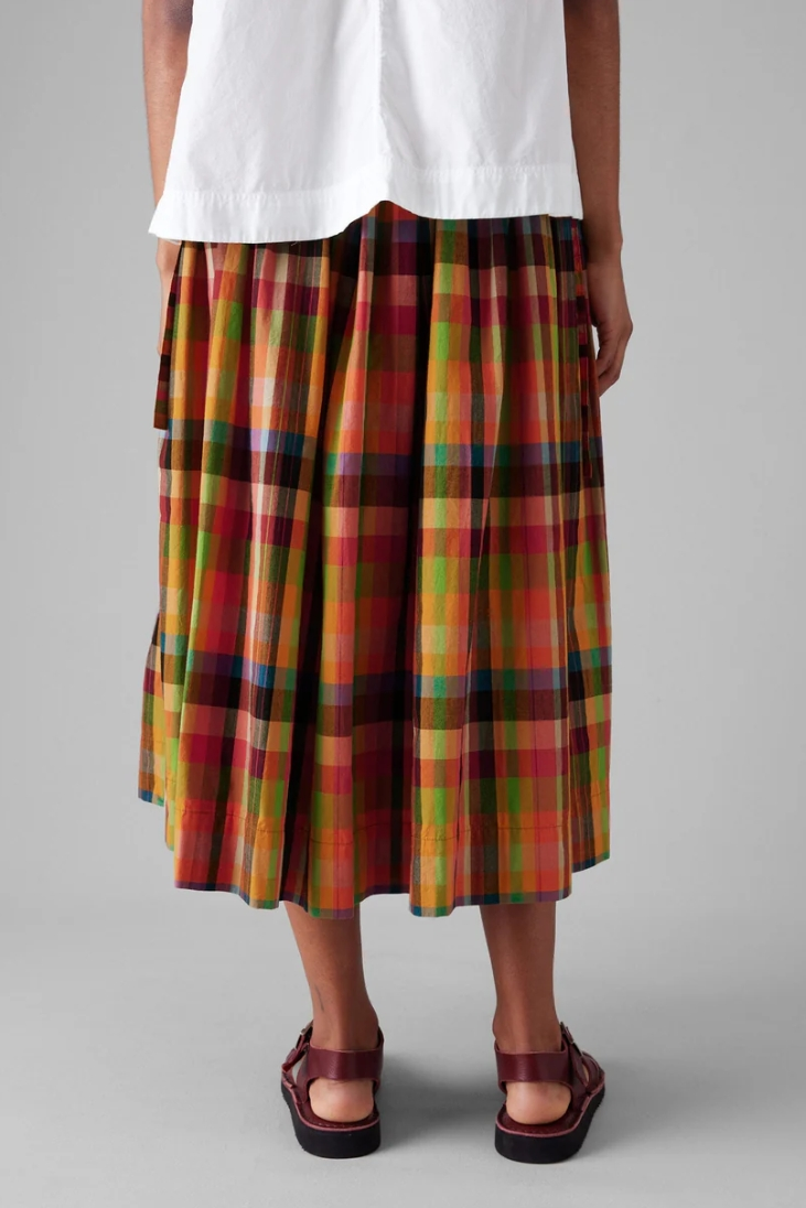 Penny Pleated Check Multicolor Skirt
