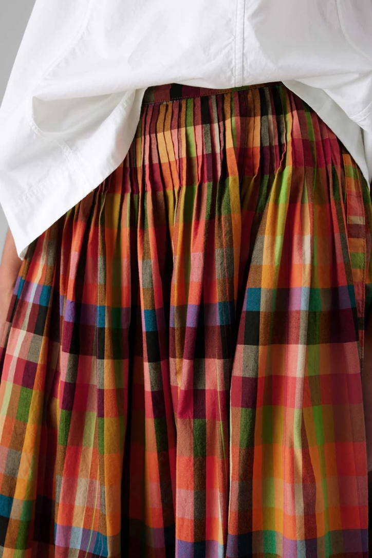 Penny Pleated Check Multicolor Skirt