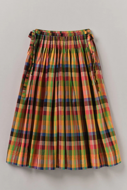 Penny Pleated Check Multicolor Skirt