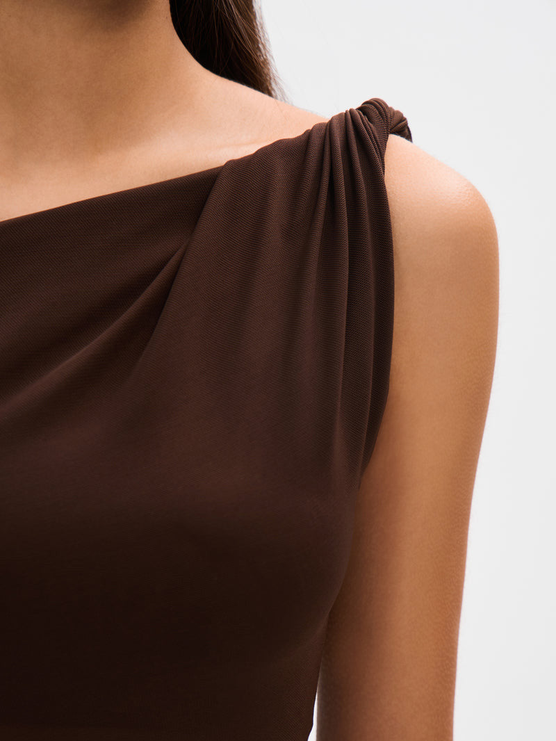 Kensie Espresso Sisal Mesh Maxi Dress
