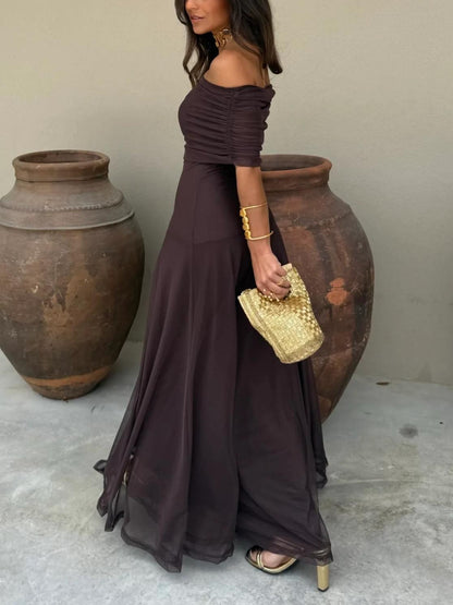 Tianna Off Shoulders Mesh Maxi Dress
