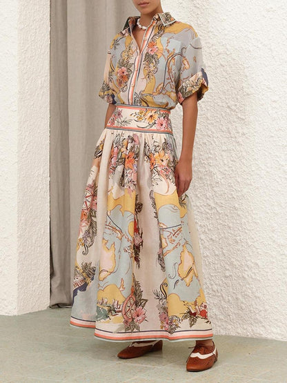 Pamela High Waisted Maxi Printed Skirt