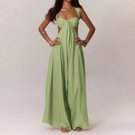 Salma Sleeveless Hollow Waist Cutout Wide Leg Jumpsuit