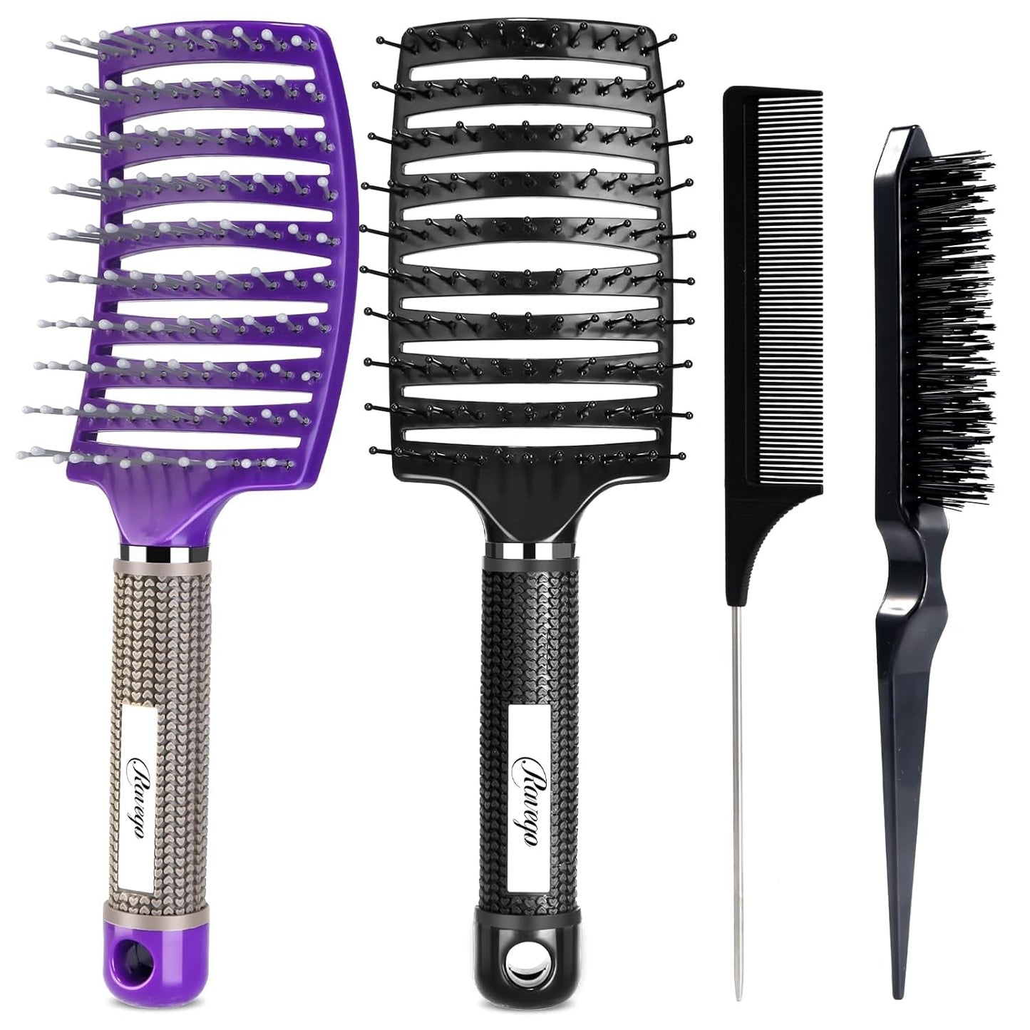 Hair Brush, Detangling Hair Brush for Women Men Kids, Vented Brush for Faster Blow Drying, Curved Brush for Wet Dry Curly Straight Hair