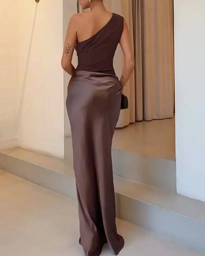Mila One Shoulder Satin Dress