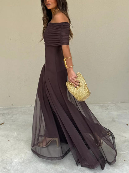 Tianna Off Shoulders Mesh Maxi Dress