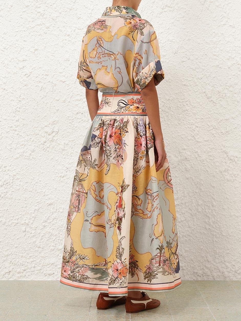 Pamela High Waisted Maxi Printed Skirt