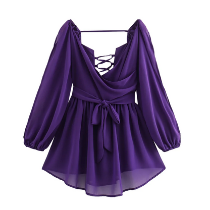 Maddie V-Neck Waist Tie Mini Dress