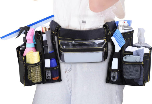 Cleaning Belt,Tool Pouch Waist Apron with Pockets Cleaning Supplies for Housekeeping Water-Resistant Cleaning Caddy Aprons for Cleaning Work