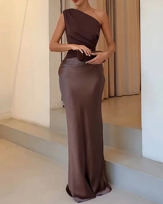 Mila One Shoulder Satin Dress