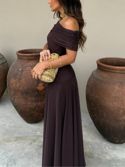 Tianna Off Shoulders Mesh Maxi Dress