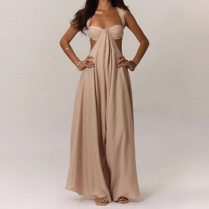 Salma Sleeveless Hollow Waist Cutout Wide Leg Jumpsuit