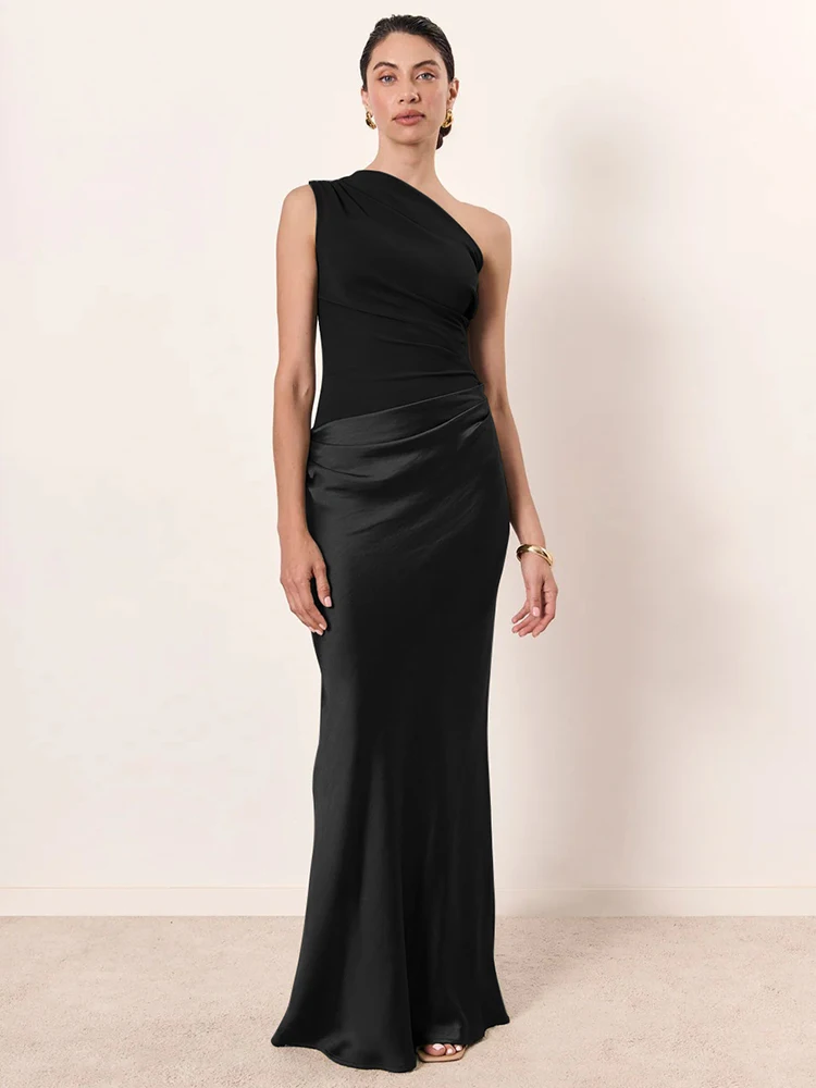 Mila One Shoulder Satin Dress