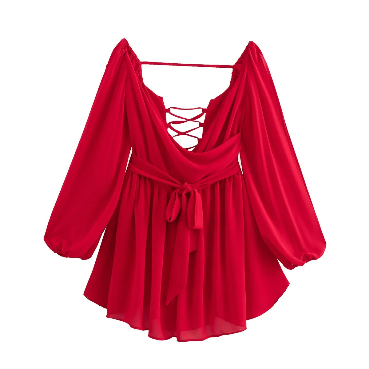 Maddie V-Neck Waist Tie Mini Dress