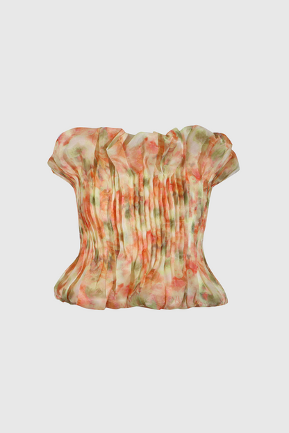 Akili Strapless Ruch  Ruffle Top In Yellow