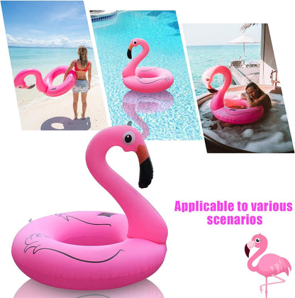 Inflatable Flamingo Pool Floats with Lights,Solar Powered Flamingo Swimming Pool Tubes,42 Inches Summer Lake Beach Floaties Swimming Pool Rings for Adults Water Entertainment