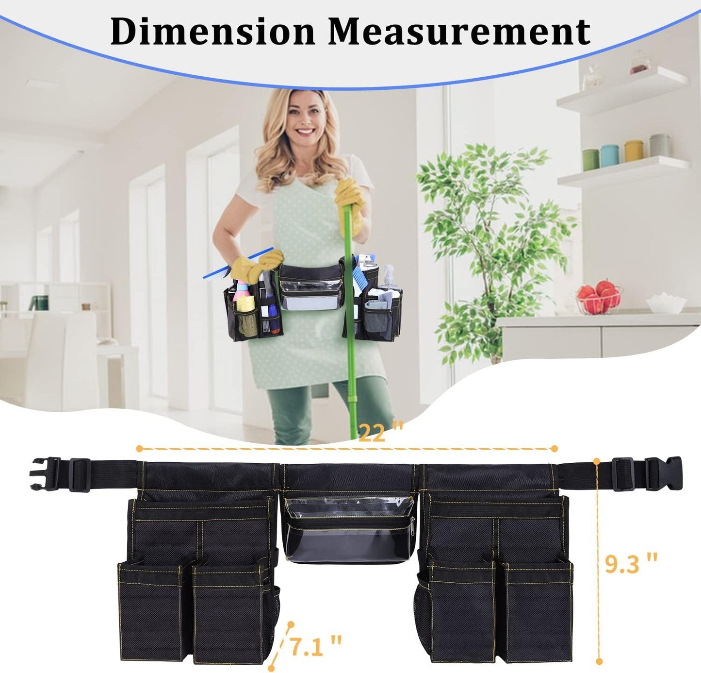 Cleaning Belt,Tool Pouch Waist Apron with Pockets Cleaning Supplies for Housekeeping Water-Resistant Cleaning Caddy Aprons for Cleaning Work