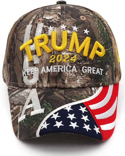 Trump 2024 Hat Donald Trump Hat 2024 MAGA Keep America Great Hat Camo USA Embroidered Adjustable Baseball Cap