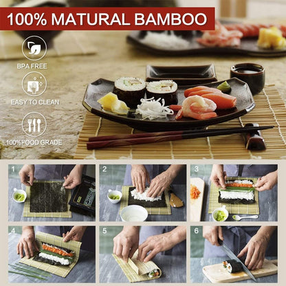 Sushi Making Kit, 22 in 1 Perfect DIY Sushi Making Set with Sushi Knife, 2 Sushi Mats, Rice Bazooka, Dipping Plate, Avocado Slicer,Chopsticks & More