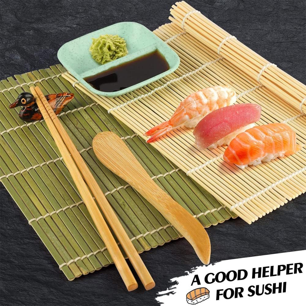 Sushi Making Kit, 22 in 1 Perfect DIY Sushi Making Set with Sushi Knife, 2 Sushi Mats, Rice Bazooka, Dipping Plate, Avocado Slicer,Chopsticks & More