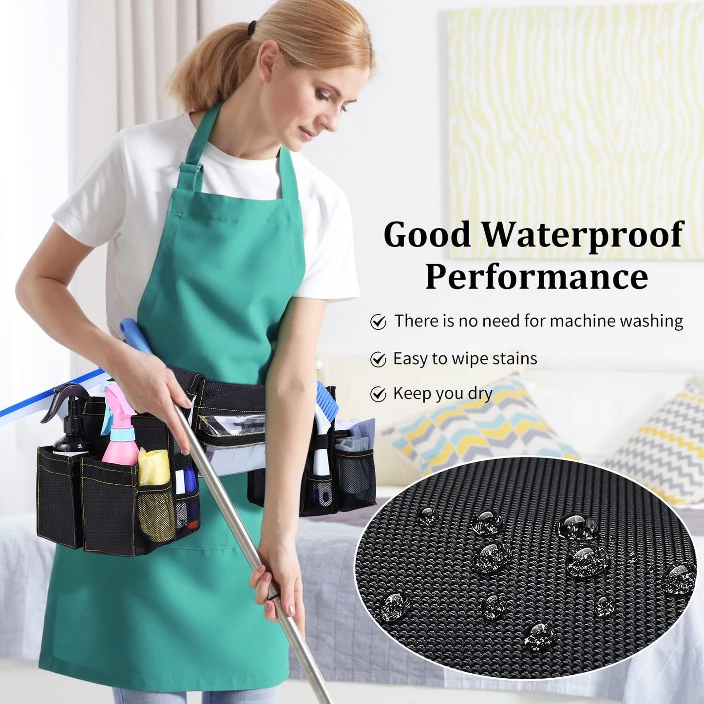 Cleaning Belt,Tool Pouch Waist Apron with Pockets Cleaning Supplies for Housekeeping Water-Resistant Cleaning Caddy Aprons for Cleaning Work