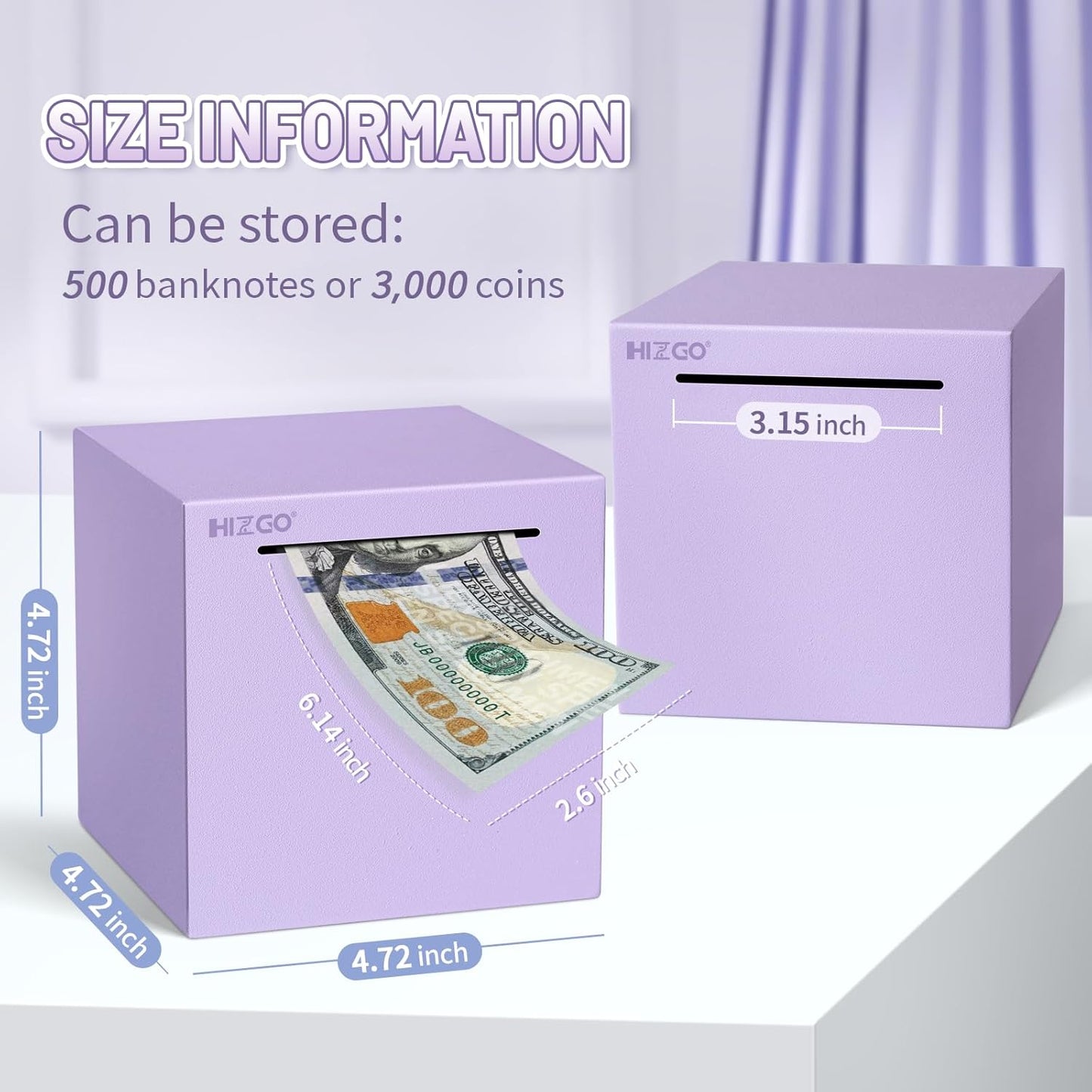 Adults Purple Piggy Bank, Stainless Steel Piggy Bank for Adults/Kids Must Break to Open, Unopenable Money Saving Box(4.72-Inch, Purple)