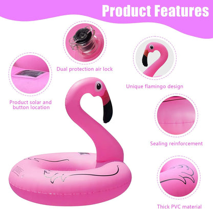 Inflatable Flamingo Pool Floats with Lights,Solar Powered Flamingo Swimming Pool Tubes,42 Inches Summer Lake Beach Floaties Swimming Pool Rings for Adults Water Entertainment