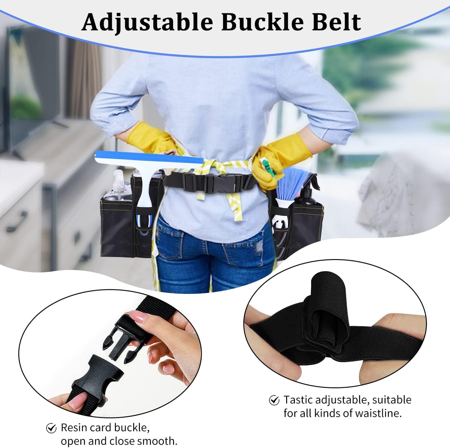 Cleaning Belt,Tool Pouch Waist Apron with Pockets Cleaning Supplies for Housekeeping Water-Resistant Cleaning Caddy Aprons for Cleaning Work