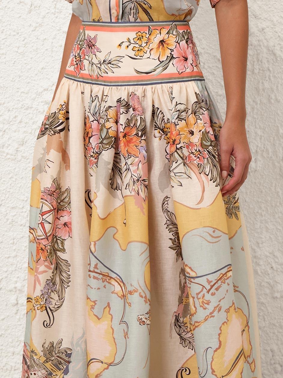 Pamela High Waisted Maxi Printed Skirt