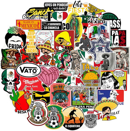 50Pcs Mexican Stickers, Funny Vinyl Mexico Tool Box Stickers, Design for Hardhat Helmet Hood Laptop Water Bottle, Mexico Pride Patriotic Decals for Men Adults Ironworkers Lineman Oilfield Electrician