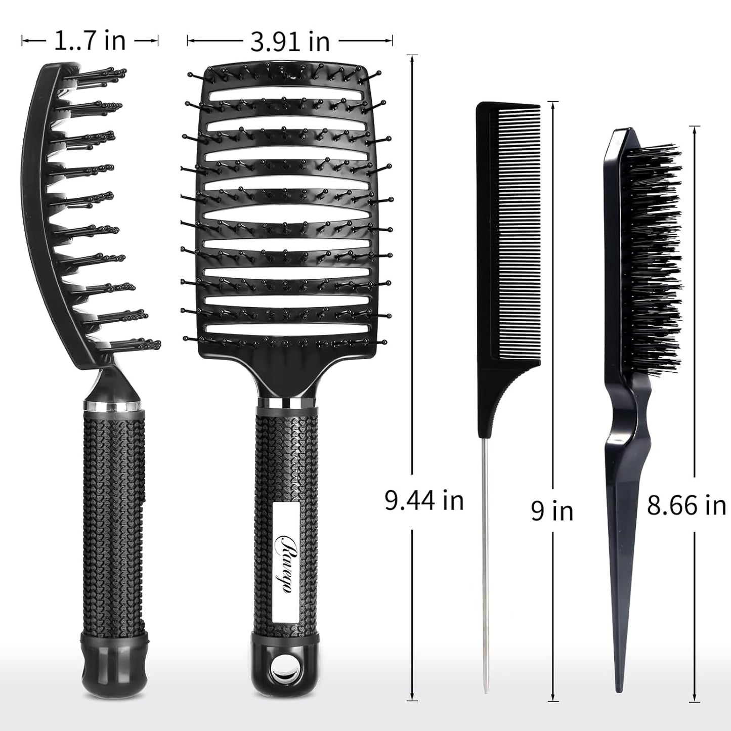 Hair Brush, Detangling Hair Brush for Women Men Kids, Vented Brush for Faster Blow Drying, Curved Brush for Wet Dry Curly Straight Hair