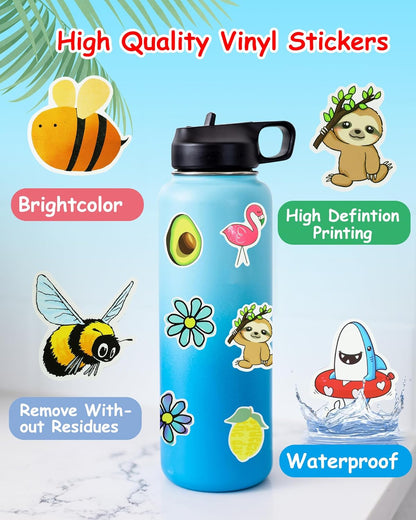 200Pcs Water Bottle Stickers for Kids, Cute Stickers for Water Bottles, Vinyl Waterproof Stickers Aesthetic Laptop Sticker Pack Classroom Prizes Skateboard Stickers for Kids Teens Girls Students