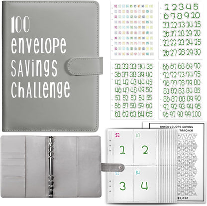 Join the 52-Week 100 Envelope Savings Challenge | Fun Path to save $5,050 in One Year with Our Budget Binder | Money Organizer for Cash Made Easy with Our Colorful Binders (Colorful Silver)