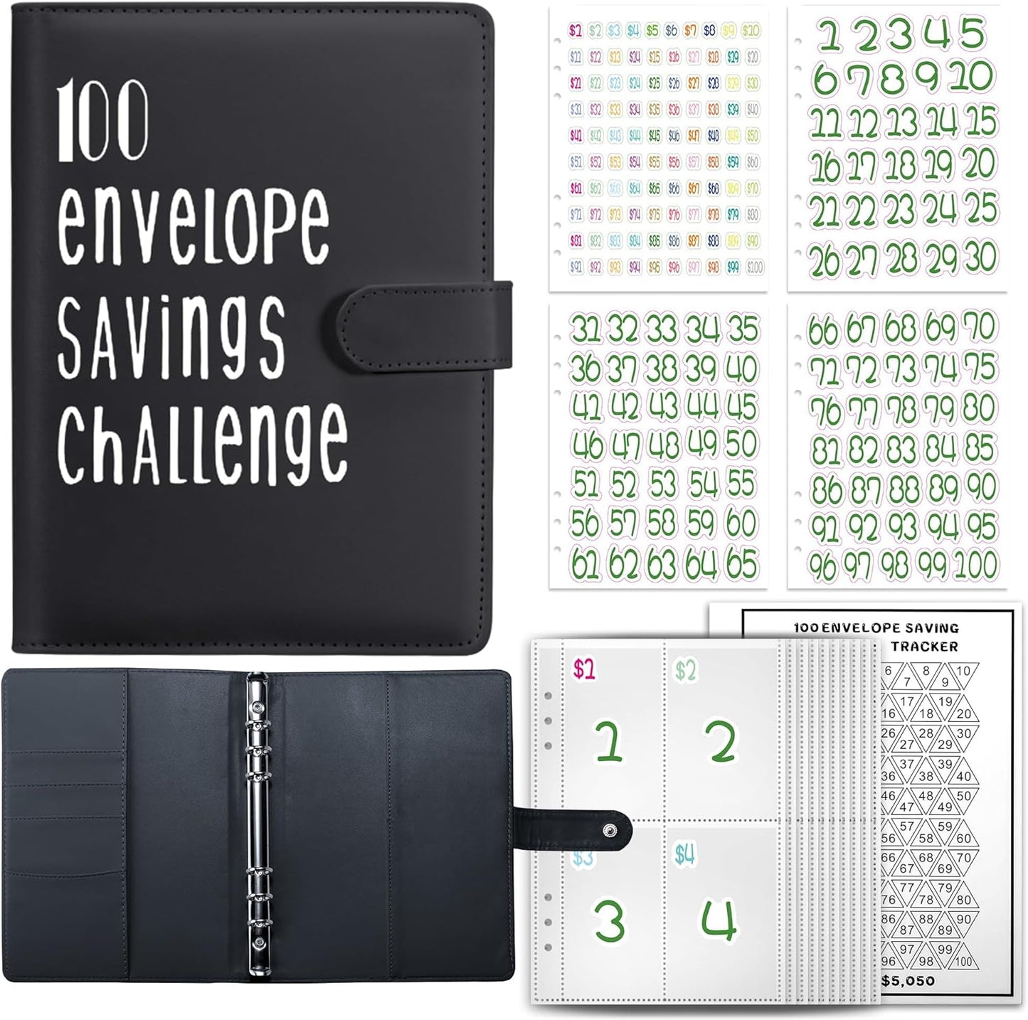 Join the 52-Week 100 Envelope Savings Challenge | Fun Path to save $5,050 in One Year with Our Budget Binder | Money Organizer for Cash Made Easy with Our Colorful Binders (Colorful Silver)