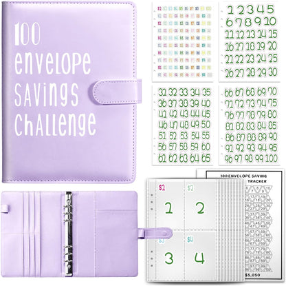 Join the 52-Week 100 Envelope Savings Challenge | Fun Path to save $5,050 in One Year with Our Budget Binder | Money Organizer for Cash Made Easy with Our Colorful Binders (Colorful Silver)