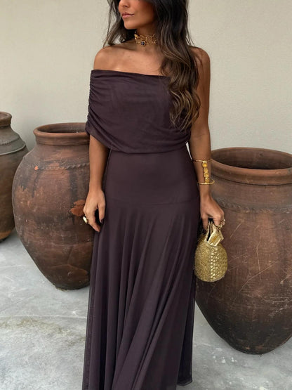 Tianna Off Shoulders Mesh Maxi Dress