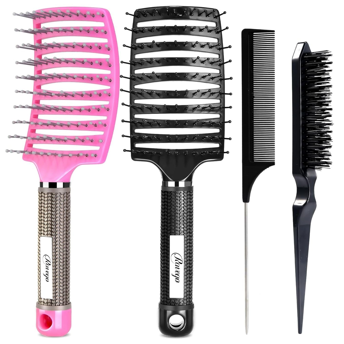 Hair Brush, Detangling Hair Brush for Women Men Kids, Vented Brush for Faster Blow Drying, Curved Brush for Wet Dry Curly Straight Hair