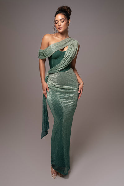 Kylie Sleeveless Tube Top Draped Bodycon Glitter Long Dress