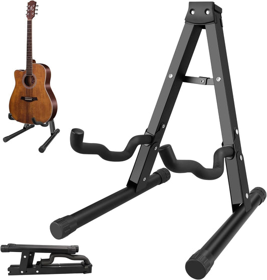 Guitar Stand, 1/2/4 Pack A-Frame Folding Guitar Stand with Non-Slip Rubber and Foam Arms, Metal Guitar Stand for Acoustic Guitar, Electric Guitar, Bass, Ukulele, Banjo(1 Pack, Model A)